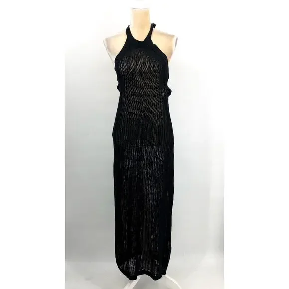 BEACH RIOT Womens Romee Halter Maxi Dress Small Black Breathable Cover Up NWT BEACH RIOT Womens Romee Halter Maxi Dress Small Black Breathable Cover Up NWT